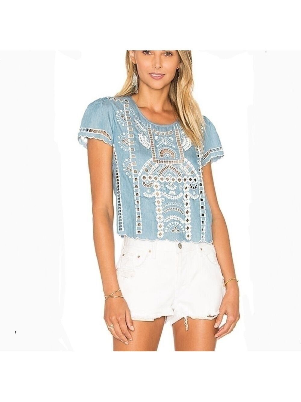 Lovers and Friends Blue Crop Top Small